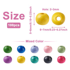 300pcs Round Natural Wood Beads 5-6x6-7mm Hole 2-3mm