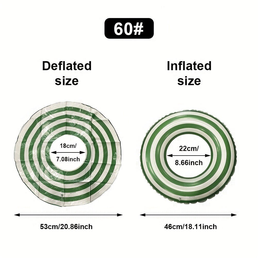 Striped Swim Ring for Adults & Kids - Durable PVC