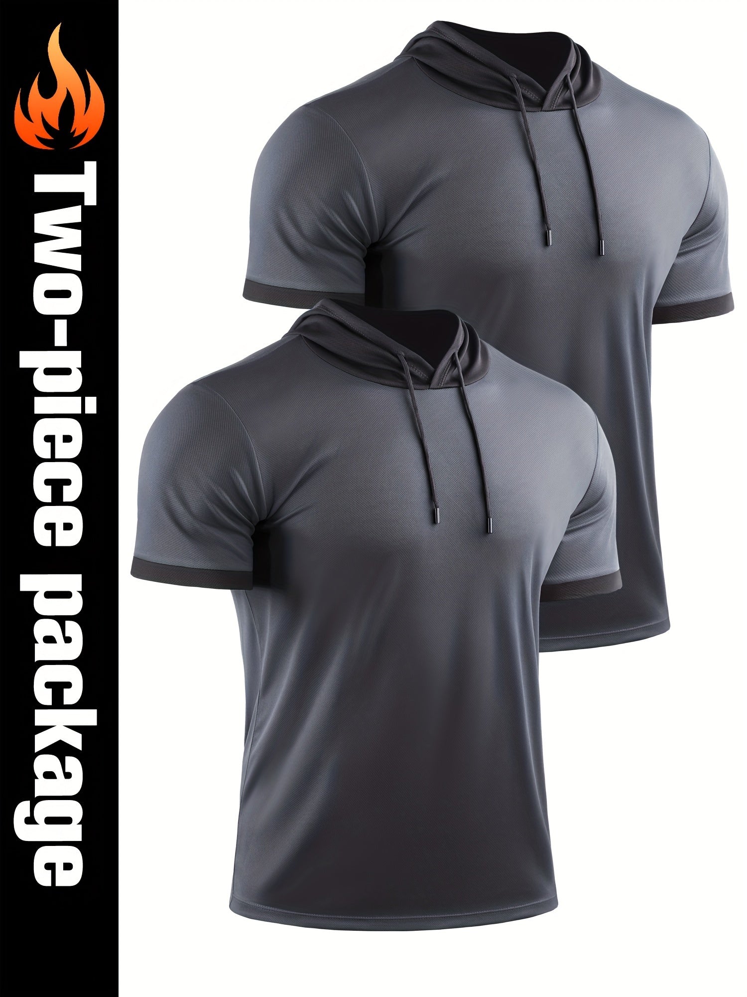 Men Hooded T shirt Active Stretch Moisture Wicking Hooded Top
