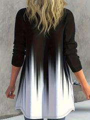 Colorblock Ombre Print Open Front Cardigan