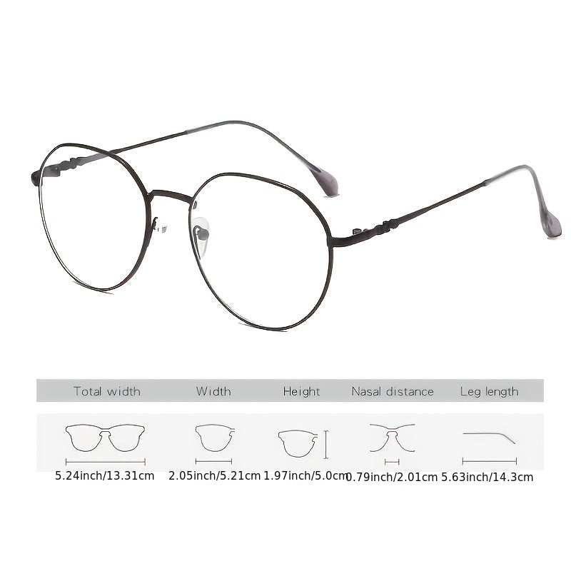 Round Anti Light Glasses Casual Metal Spectacles Frame