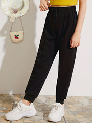 Girls High Waist Jogger Pants for Spring & Autumn