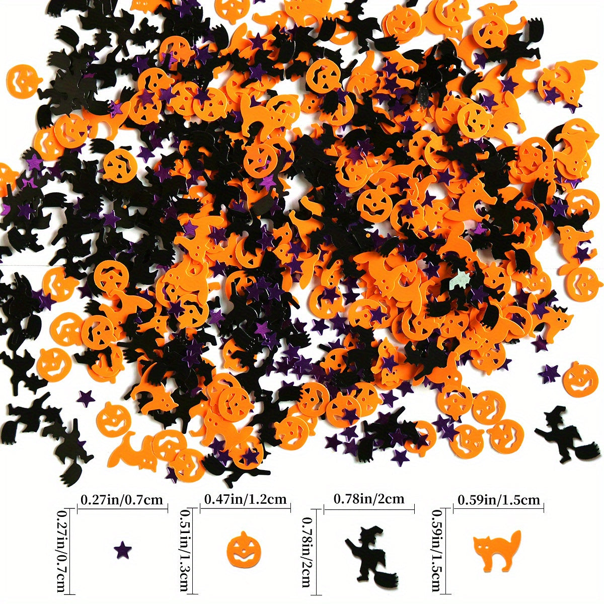15g Halloween Decorations Pack: Spider Sequins, Webs, Ghosts, Pumpkins, Stars