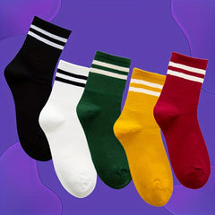 Striped Crew Socks Women's Mid Tube Stockings