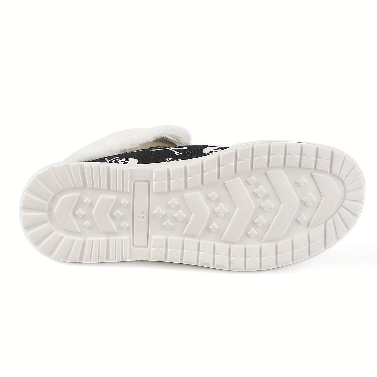 Women's Skull Pattern Fuzzy Canvas Shoes Slip On Low Top Plush Lined Snow Boots