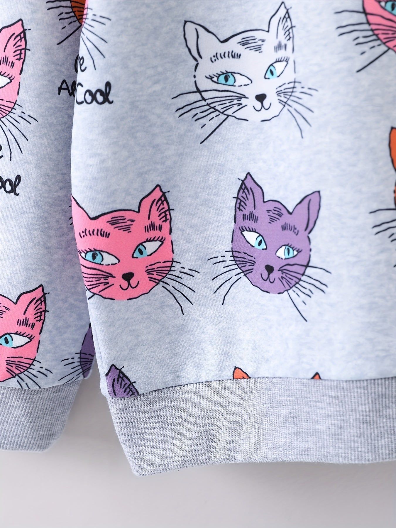 Girls Sweatshirt CATS ARE ALWAYS Print Long Sleeve Pullover Top