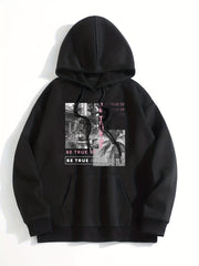 Graphic Print Kangaroo Pocket Hoodie Women's Sweatshirt