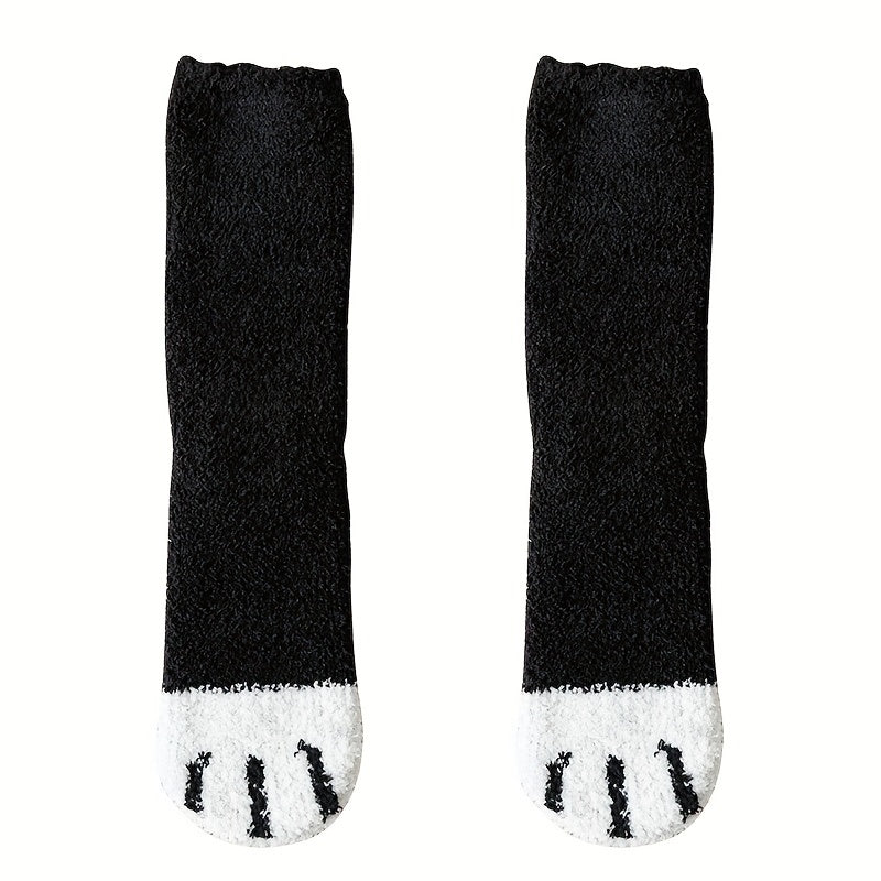 6 Pairs Cat Paw Socks Fuzzy & Warm Women's Stockings
