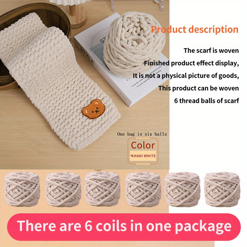 6 Pack Chunky Knit Yarn & Bear Accessories Set for DIY Arts