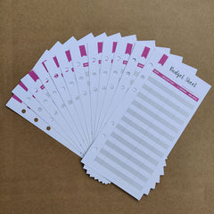 12pcs 6 Hole Budget Envelope Cash Card Set A6 Loose Leaf Replacement Core