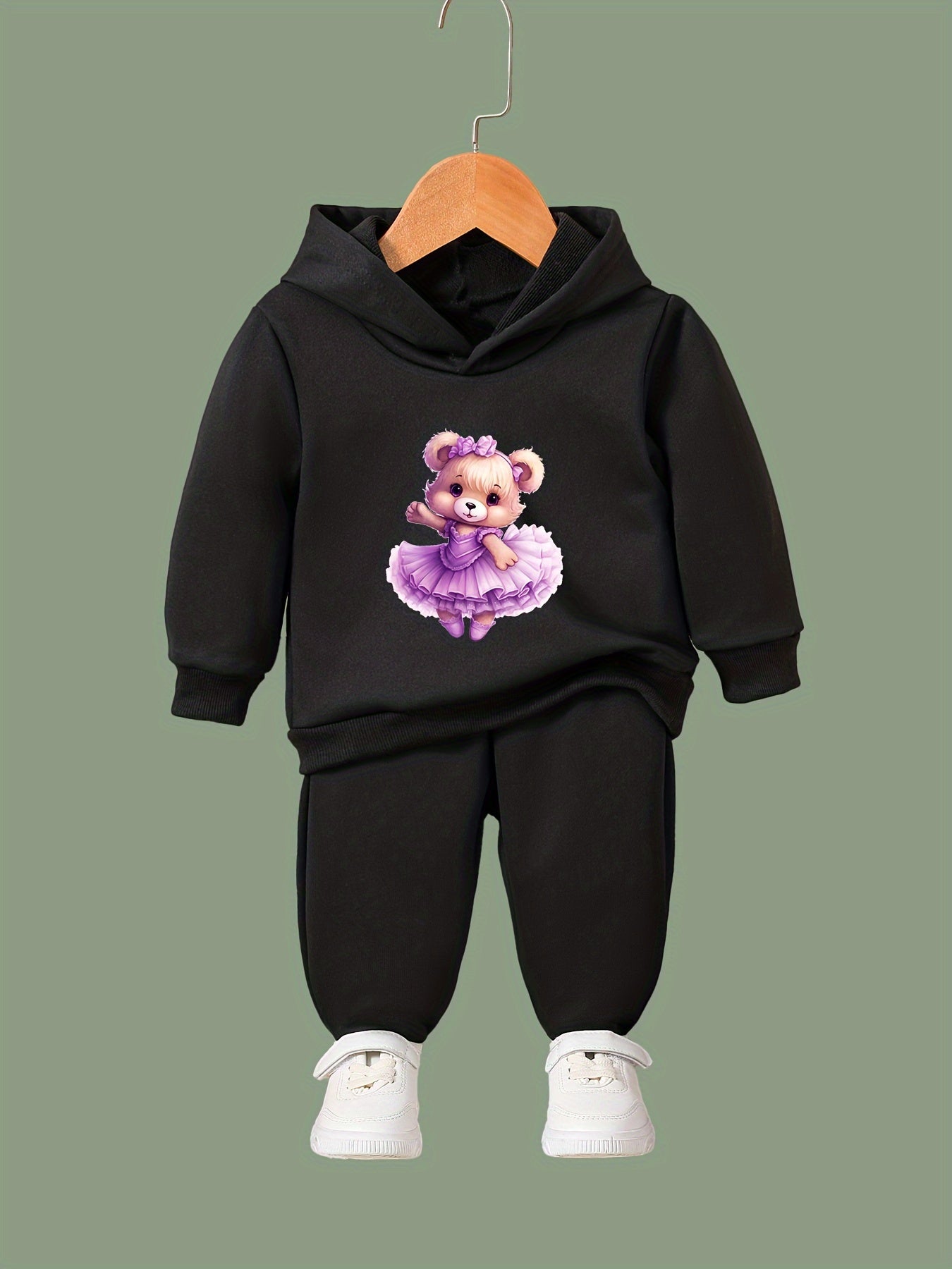 OERYUI Bear Dancer Print Hoodies Pants Set - Spring Fall Sports Gift