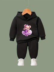 OERYUI Bear Dancer Print Hoodies Pants Set - Spring Fall Sports Gift