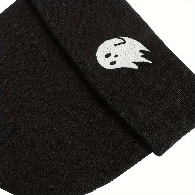 Halloween Ghost Embroidery Winter Knitted Hat Warm Beanies