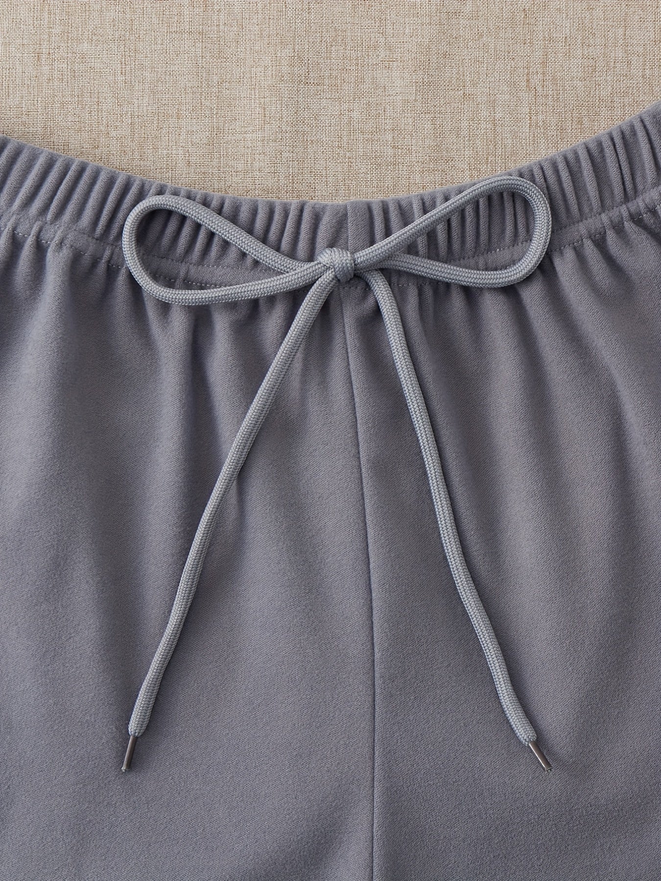 3 Sets Bow Solid Lounge Bottoms Elastic Waistband Shorts Womens Loungewear