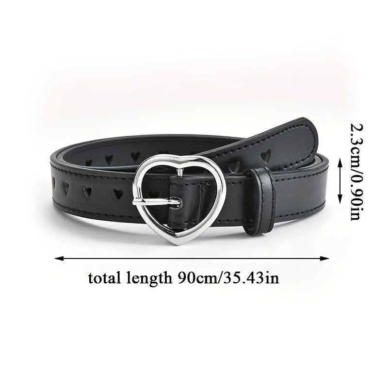 Love Heart Buckle PU Leather Belt