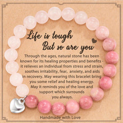 Love Heart Pendant Beaded Bracelet Energy Healing & Anxiety Relax Jewelry