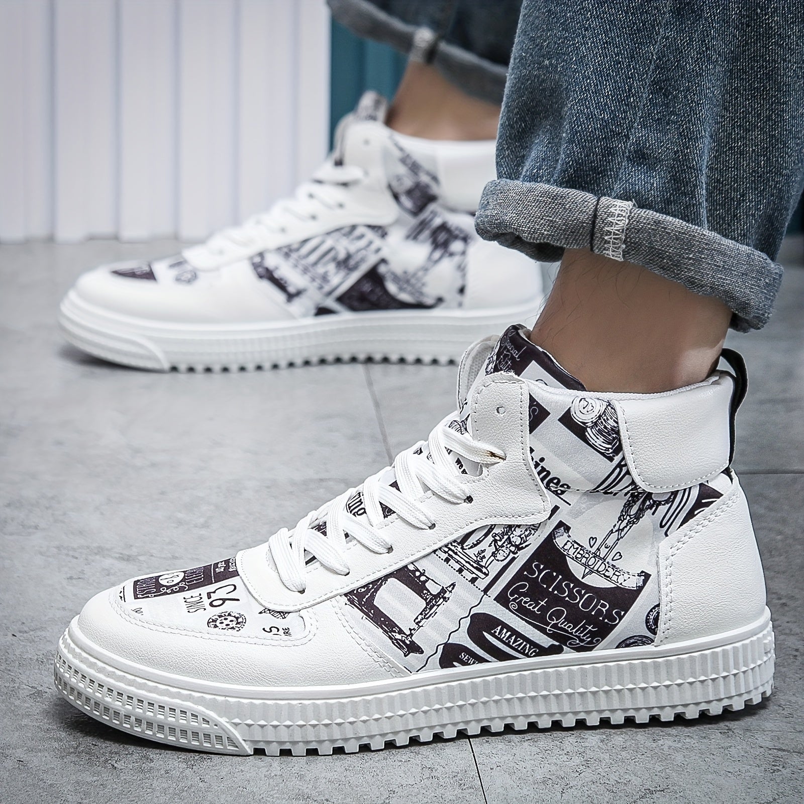 Men's Graphic Print Ankle Top Non Slip Skate Shoes