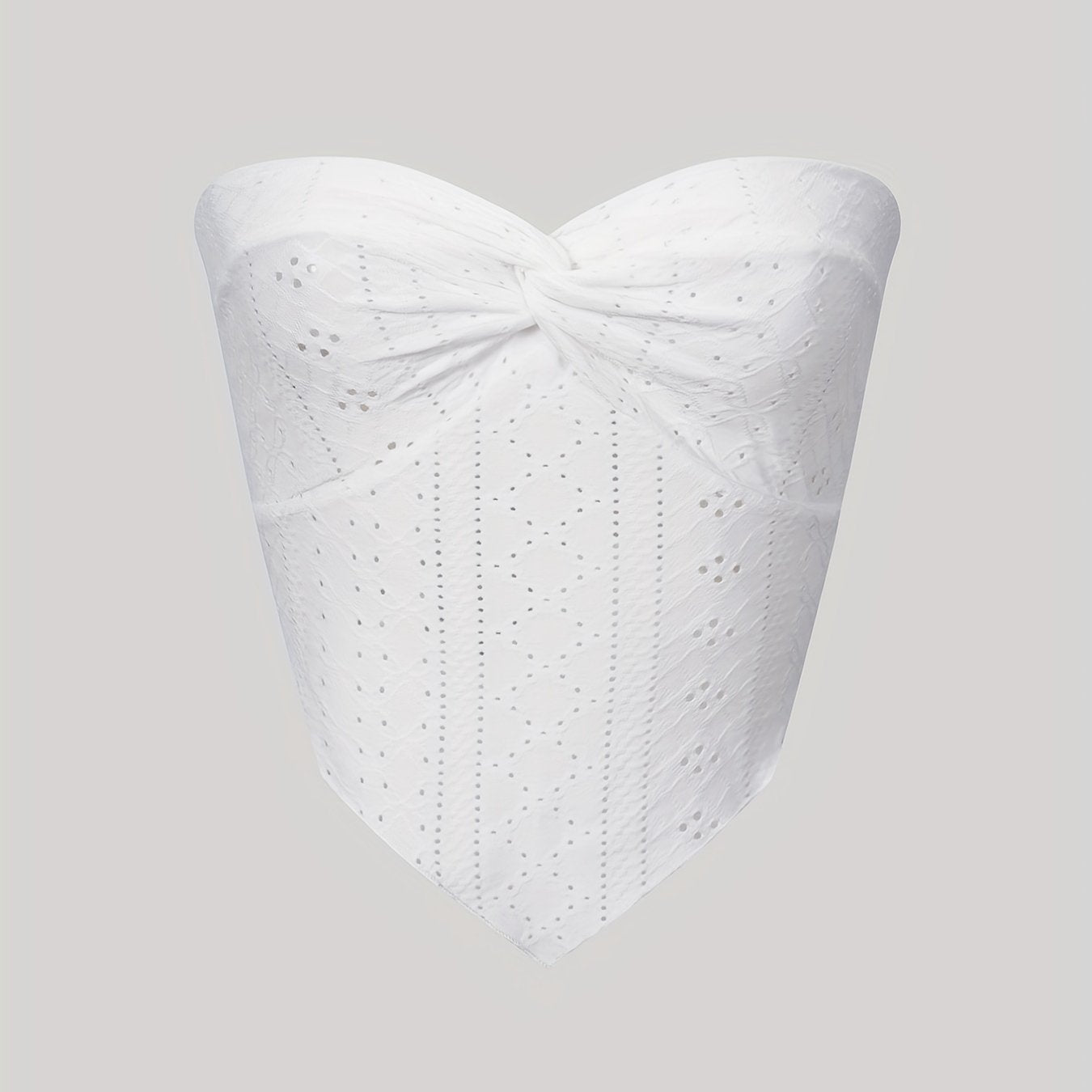 Eyelet Embroidered Strapless Top Summer Women's Clothing