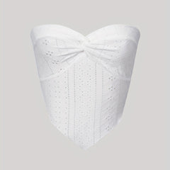 Eyelet Embroidered Strapless Top Summer Women's Clothing