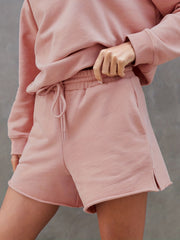 Casual Two Piece Set Long Sleeve Sweatshirt & Shorts Outfits