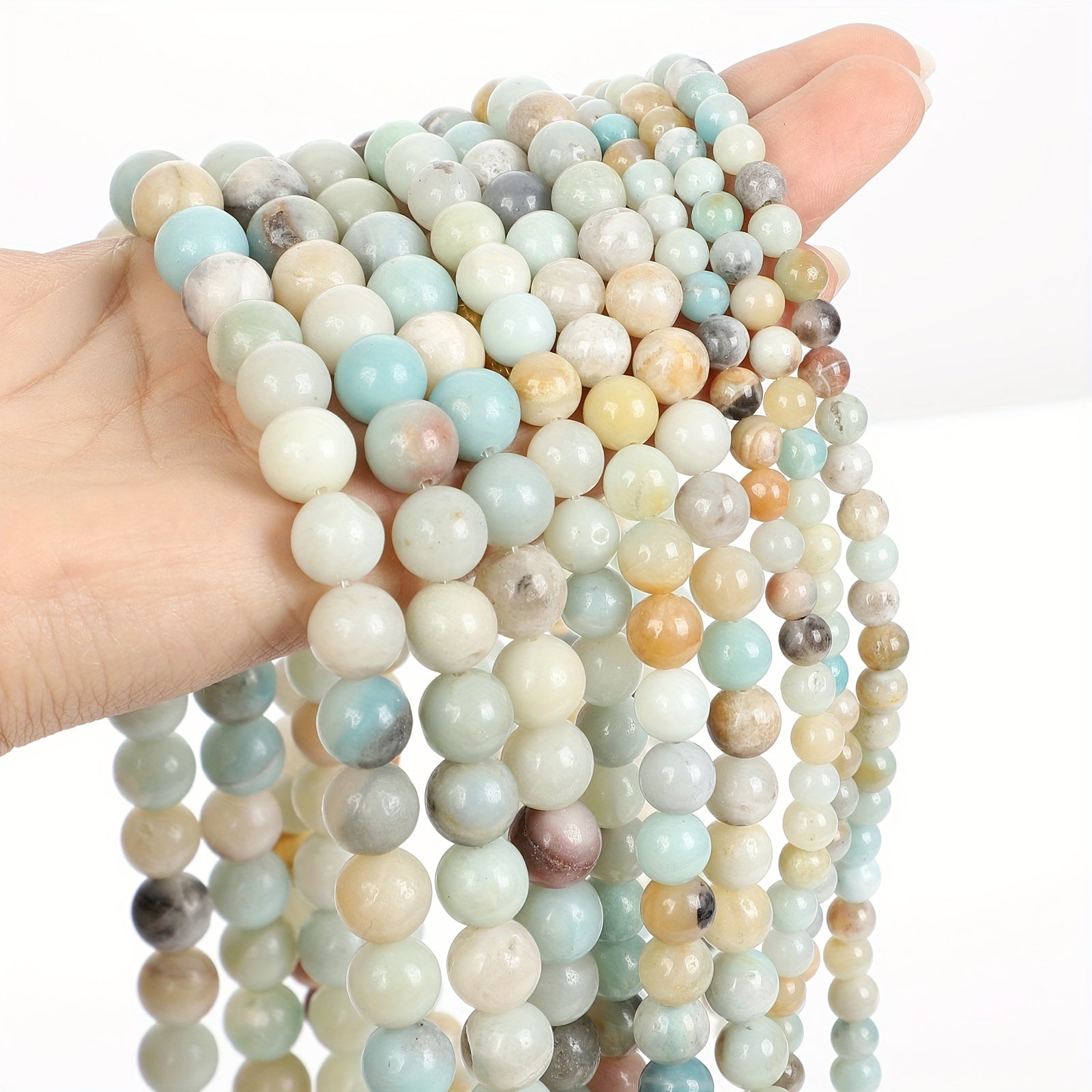 Amazonite Beads Natural Stone Pendant Round Loose Beads For Jewelry Making DIY