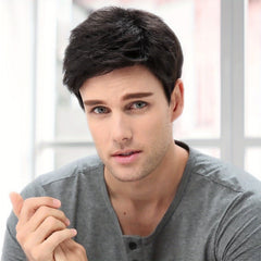 Men's Short Wig Straight Synthetic Wigs Layered Wavy Halloween Cosplay