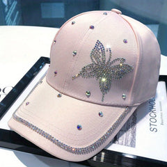 Summer Butterfly Hat Rhinestone Cap Fashion Baseball Cap
