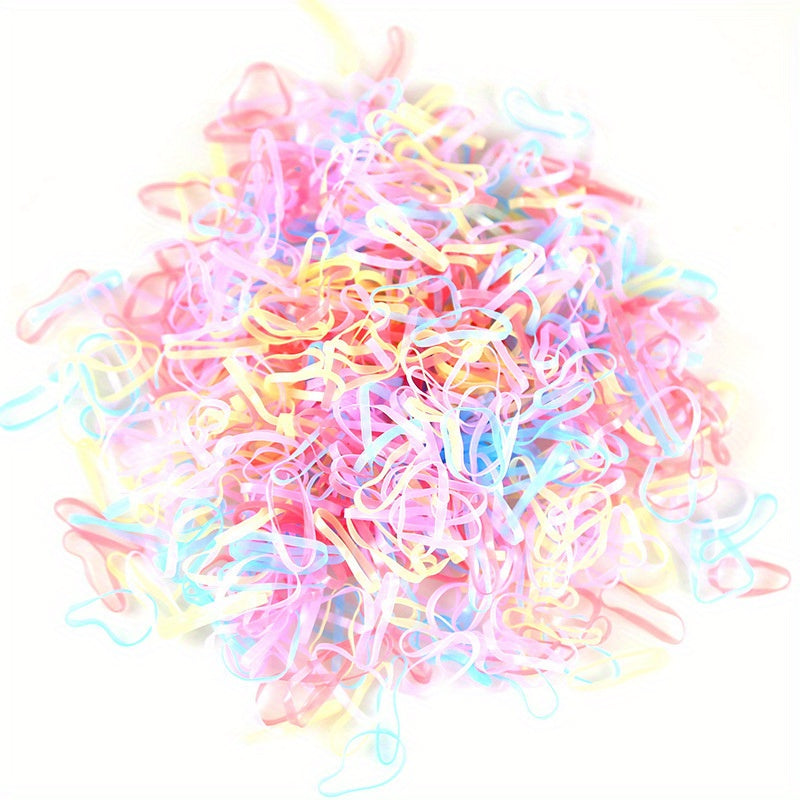 500pcs Adorable Cartoon Hair Ties for Girls