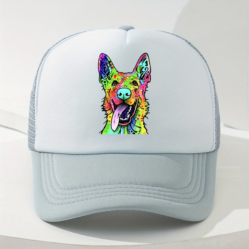 Dog Printed Breathable Sunscreen Mesh Hat For Outdoor Activities