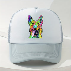 Dog Printed Breathable Sunscreen Mesh Hat For Outdoor Activities