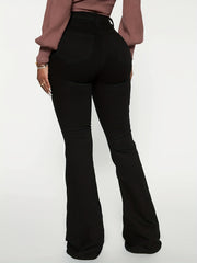 High Waist Distressed Flared Jeans Bell Bottom Denim Pants