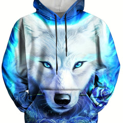 Wolf 3D Print Hoodies For Men Graphic Hoodie With Kangaroo Pocket