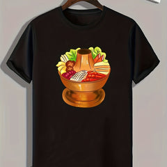 Hot Pot Print Men's Graphic T-shirt for Summer
