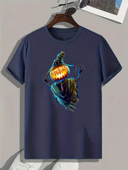 Jack O' Lantern Print Men's Graphic T shirt for Summer