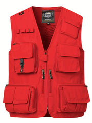 Men's Zipper Pockets Cargo Vest for Outdoor Activities
