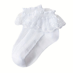 4 Pairs Girls Lace Ruffle Princess Sweet Dance Socks