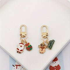 Christmas Elk Santa Keychain Car Pendant Gift Zipper Bag Ornament Key Chain