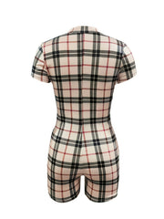 Geometric Pattern Vintage Short Sleeve Jumpsuit