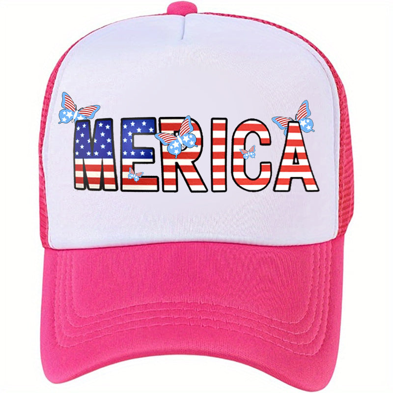 Hip Hop Butterfly Trucker Hat American Flag Pattern Baseball Cap Casual Dad Hat