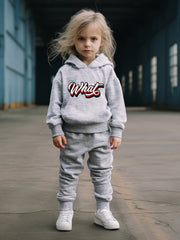 OERYUI Girls boys WHAT Print Hoodies Pants Set For Spring Fall Sports