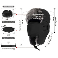 Classic Winter Hat with Ear Block, Chin Strap and Wind Mask