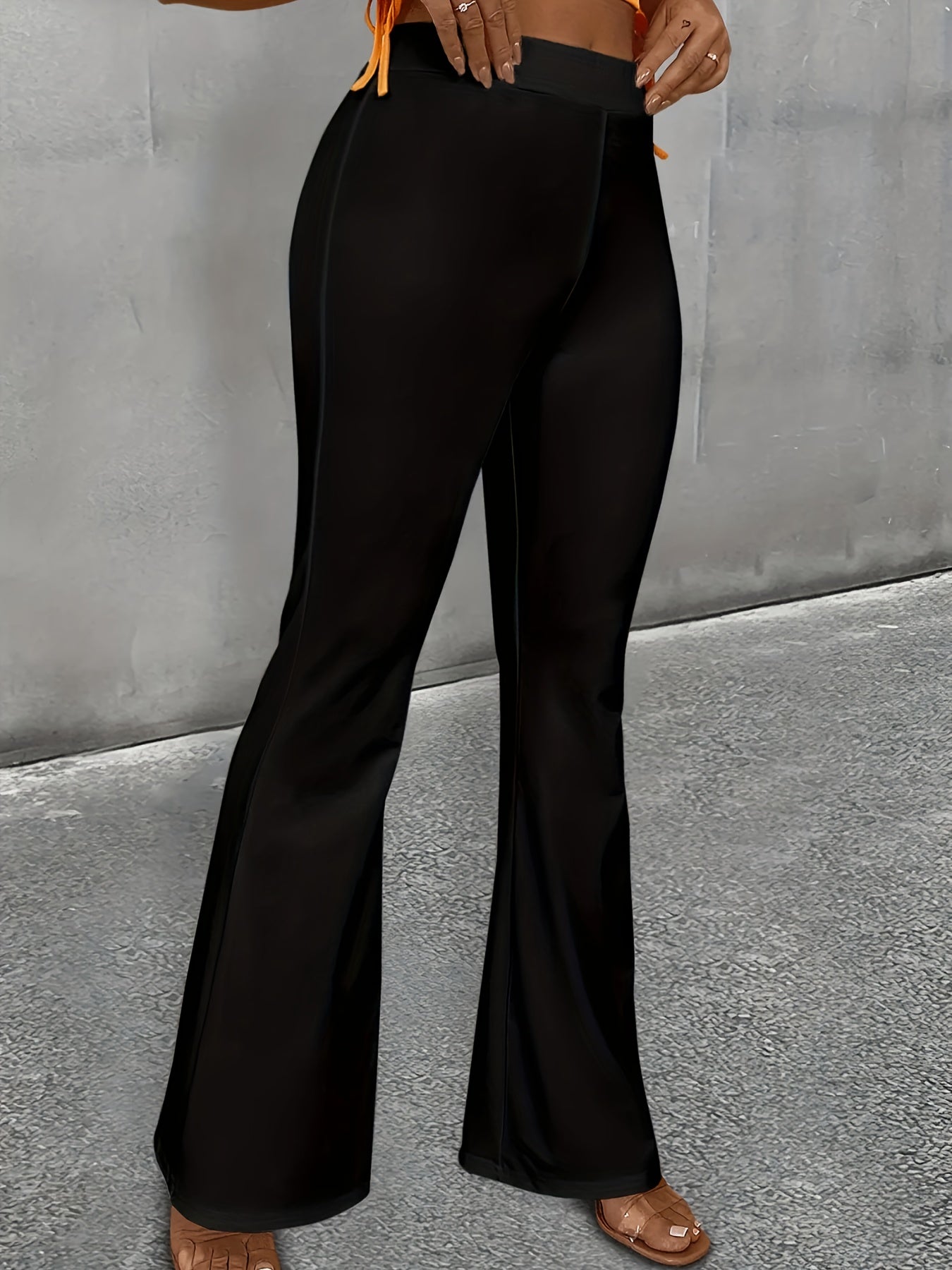 High Rise Flared Leg Trousers