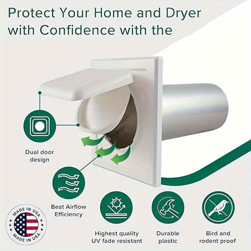 1pc Dual Door Dryer Vent Cover Wide Mount Vent