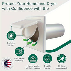 1pc Dual Door Dryer Vent Cover Wide Mount Vent