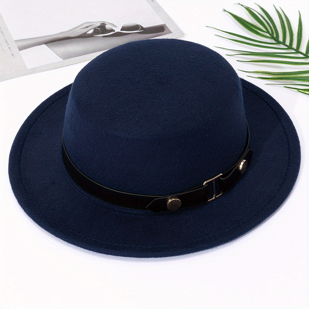 British Style High Symmetrical Top Hat with Round Buckle Belt for Men and Women