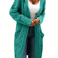 Cable Hooded Cardigan with Pockets