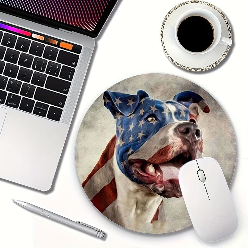Star Spangled Flag Dog Mouse Pad 22cm - Anti Slip Waterproof
