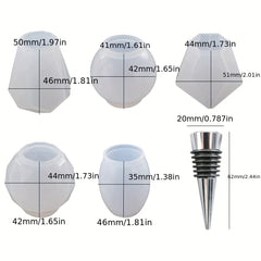 5pcs Geometric Spherical Wine Bottle Crystal Molds With Stopper