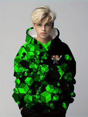 Boy's Green Monster Print Hoodie for Spring Fall