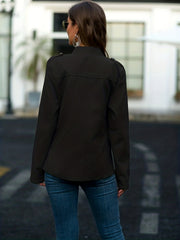 Button Decor Open Front Jacket Long Sleeve for Fall & Winter